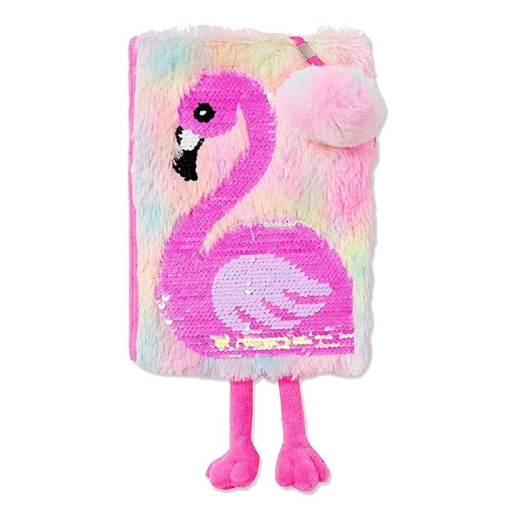 Justice for Girls Flamingo Flip Sequin Faux Fur Journal Diary